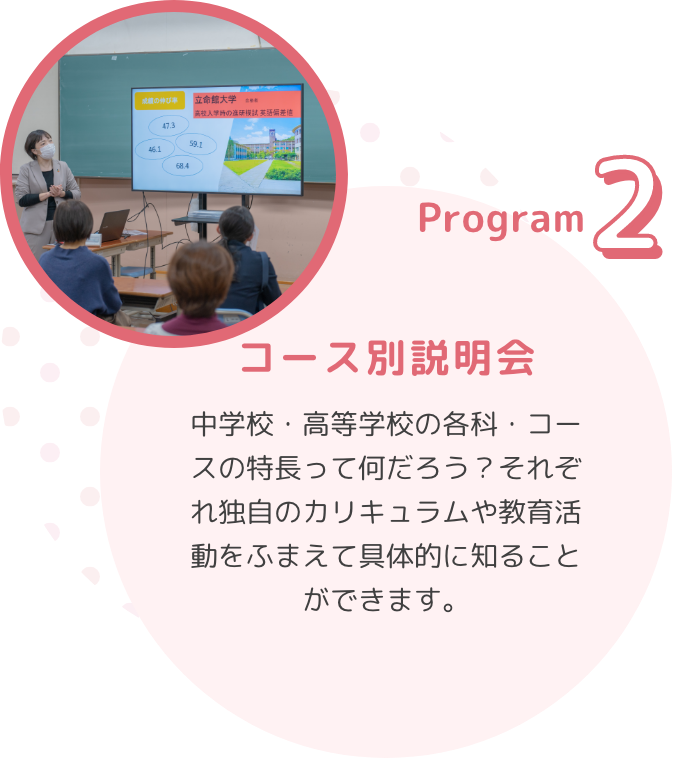 Program2　コース別説明会